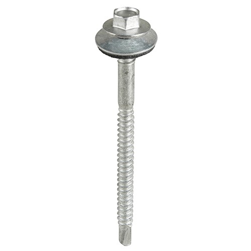TIMCO Metal Construction Composite Panel Screws - Hex - EPDM Washer - Self-Drilling - Bi-Metal - Exterior - Silver Organic 5.5/6.3 x 100mm (100 Pack)