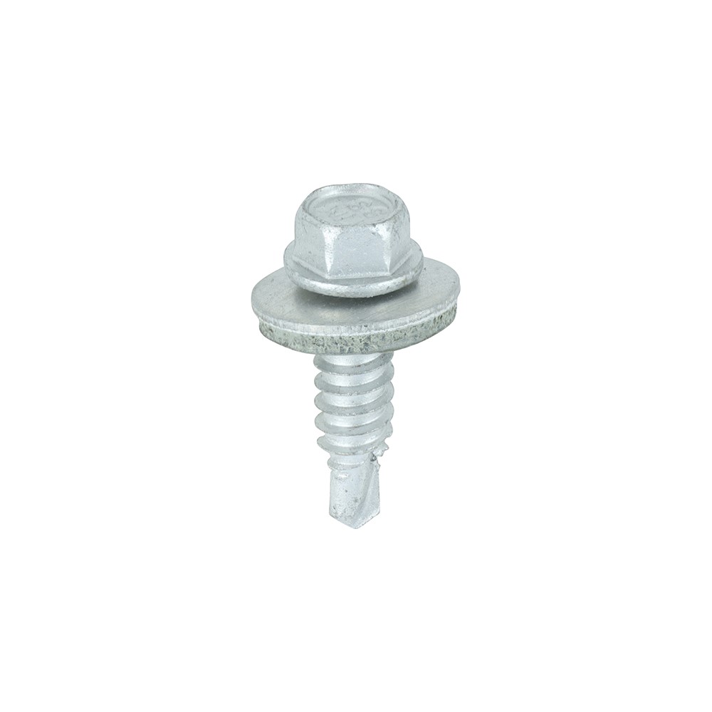 TIMCO Metal Construction Stitching Screws - For Sheet to Sheet - Hex - EPDM Washer - Bi-Metal - Exterior - Silver Organic 6.3 x 22mm (100 Pack)