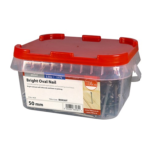 TIMCO Oval Nails - Bright 50mm (2.5kg TIMtub)