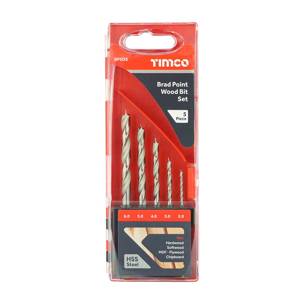 TIMCO Brad Point Wood Bit Set 5 Pack (5 Case)