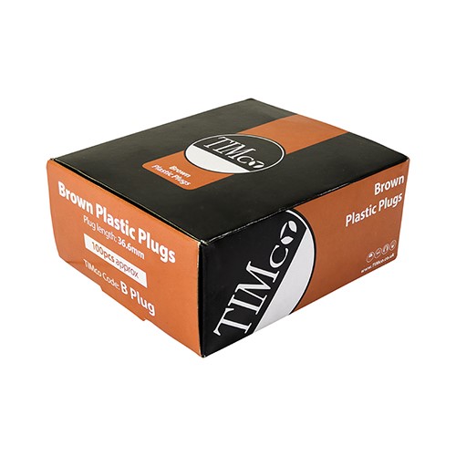 TIMCO Plastic Plugs - Brown 36mm (Pack of 100)