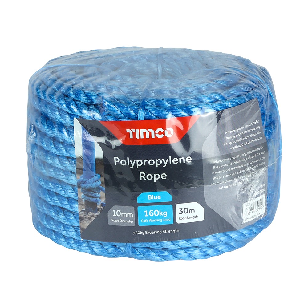 TIMCO Polypropylene Rope - Blue - Coil 10mm x 30m