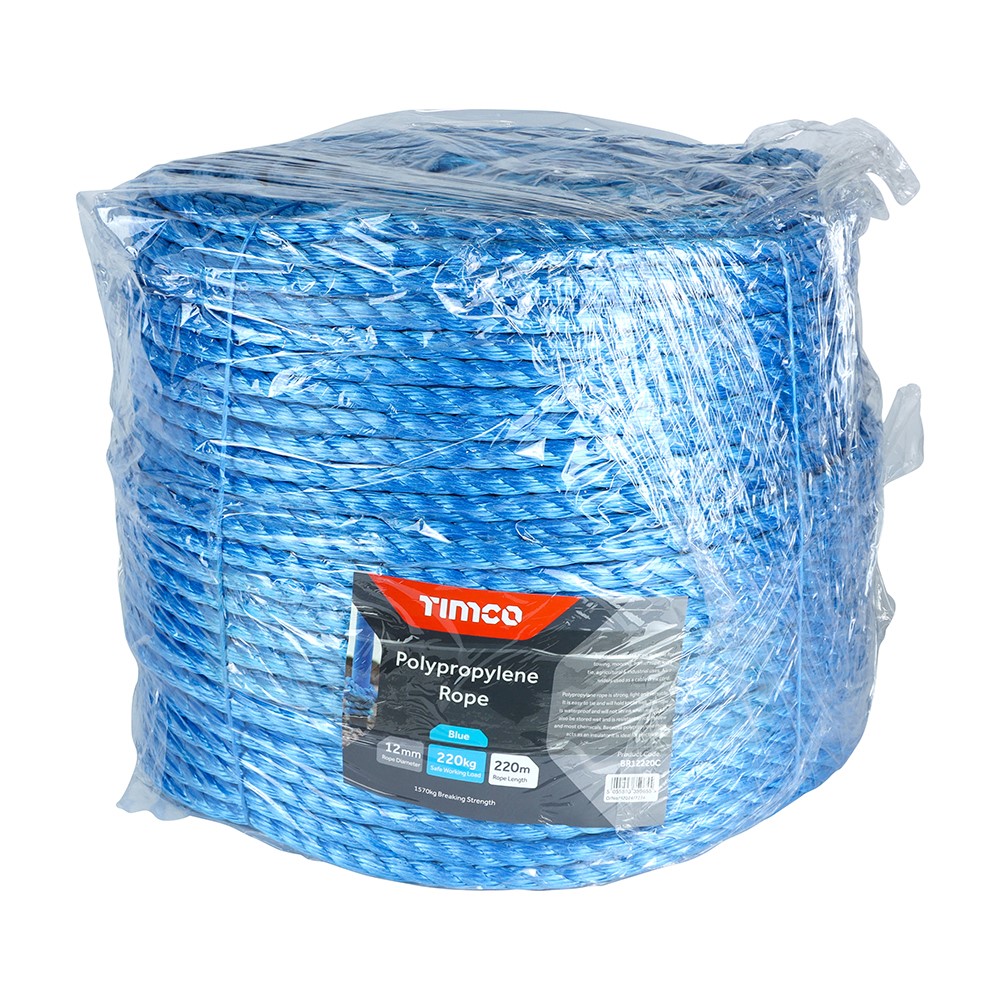 TIMCO Polypropylene Rope - Blue - Long Coil 12mm x 220m