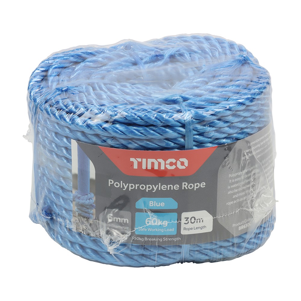 TIMCO Polypropylene Rope - Blue - Coil 6mm x 30m