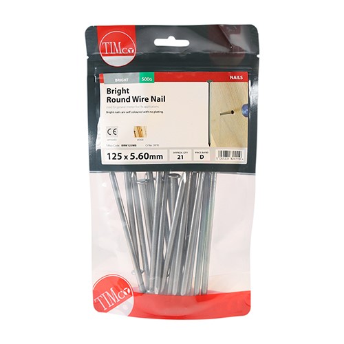 TIMCO Round Wire Nails - Bright 125 x 5.60mm (0.5kg)