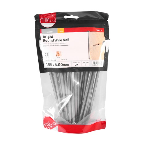 TIMCO Round Wire Nails - Bright 150 x 6.00mm (1kg)