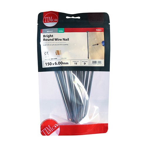 TIMCO Round Wire Nails - Bright 150 x 6.00mm (0.5kg)