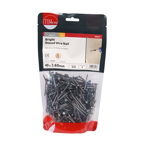 TIMCO Round Wire Nails - Bright 40 x 2.65mm (1kg)