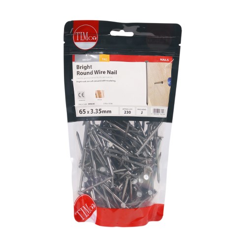 TIMCO Round Wire Nails - Bright 65 x 3.35mm (1kg)