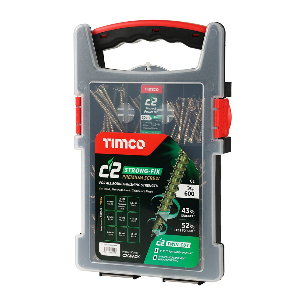 TIMCO C2 Strong-Fix Multi-Purpose Premium Screws - Mixed Grab Pack (600pcs)