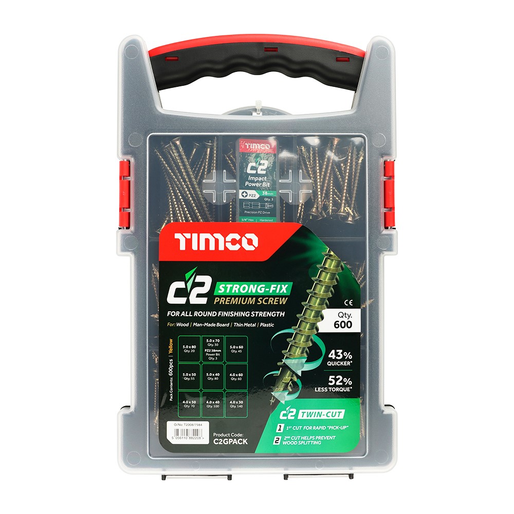 TIMCO C2 Strong-Fix Multi-Purpose Premium Screws - Mixed Grab Pack (600pcs)