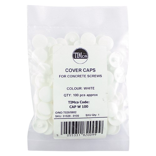 TIMCO Concrete Screw Cover Caps - White WHITE (100 Bag)