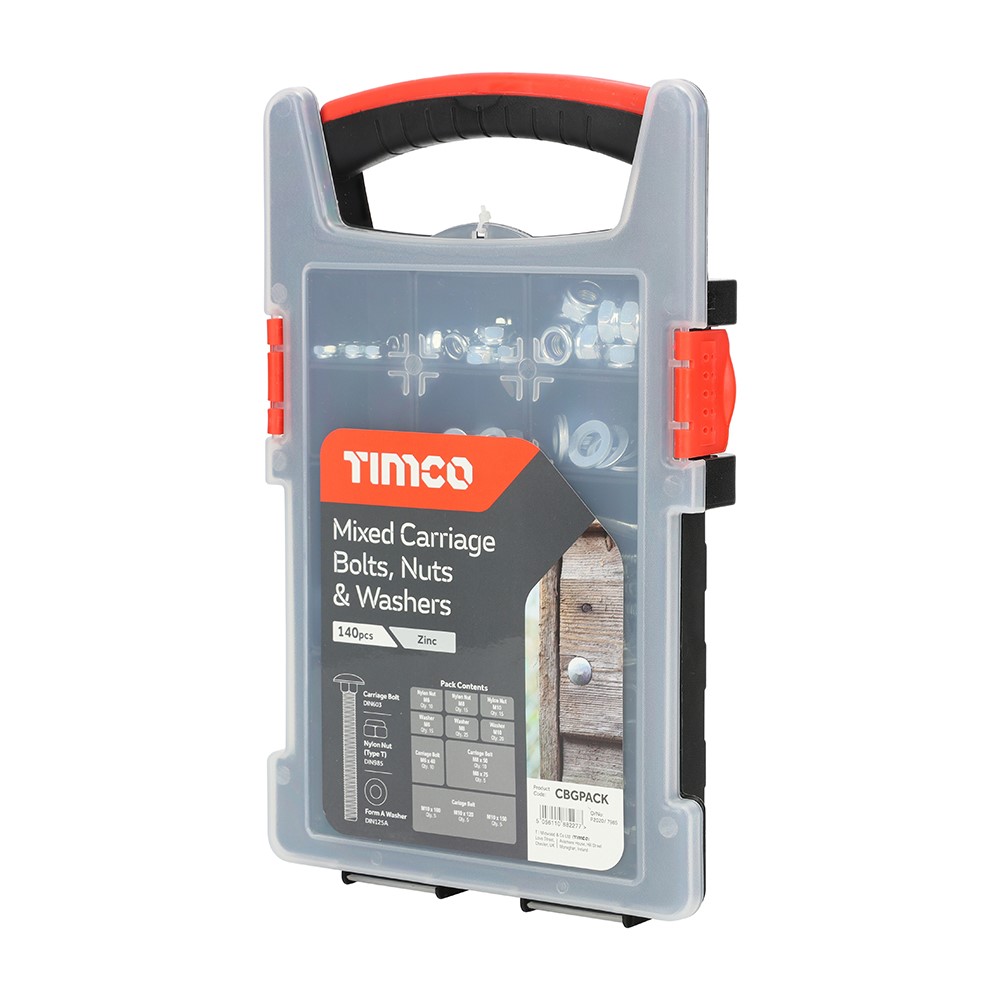 TIMCO Mixed Carriage Bolts Grab Pack - Zinc 140 Pack