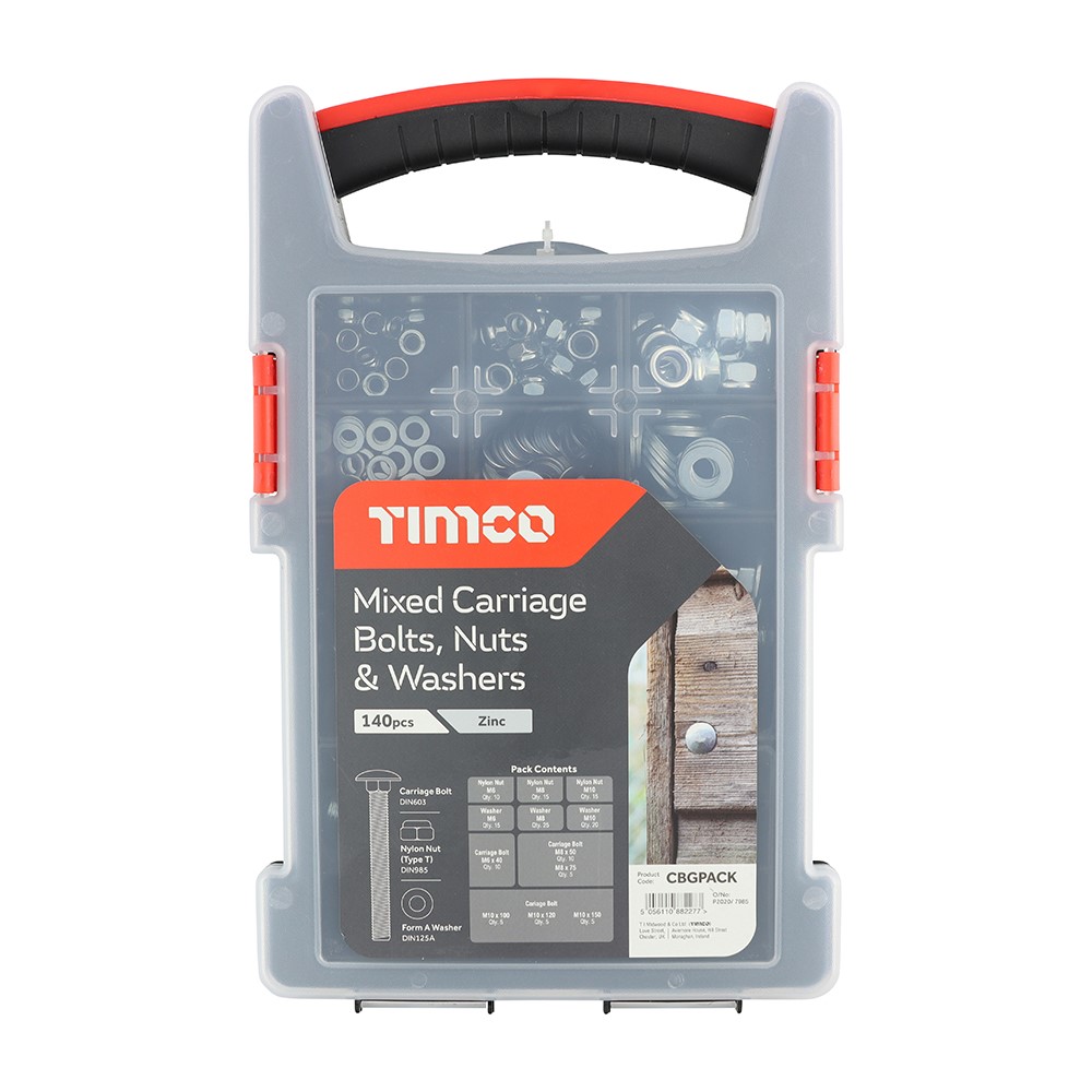 TIMCO Mixed Carriage Bolts Grab Pack - Zinc 140 Pack