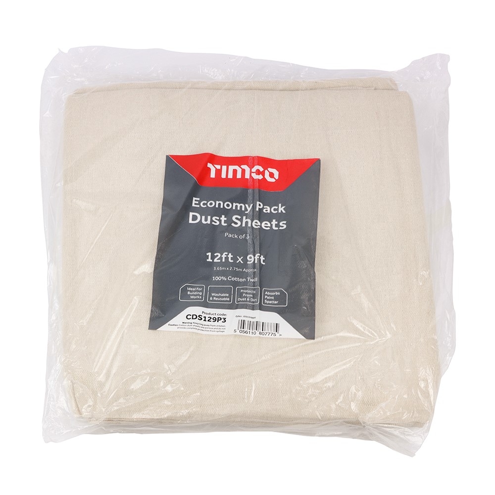 TIMCO Economy Dust Sheets 12ft x 9ft (3 Bag)