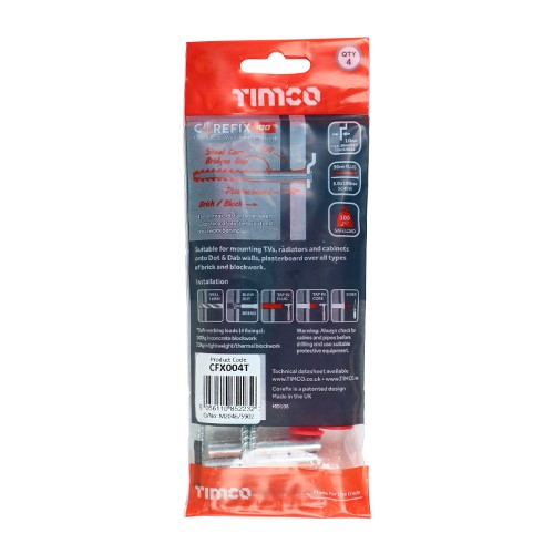 TIMCO Corefix 100 Dot & Dab Wall Fixing 5.0 x 100mm (4 Bag)