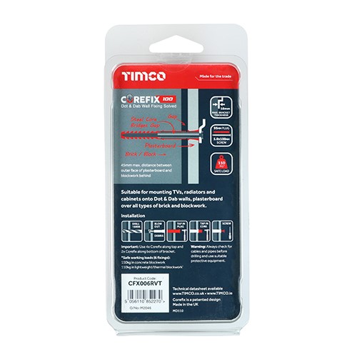 TIMCO Corefix 100 TV & Radiator Kit 5.0 x 100mm (6 Pack)