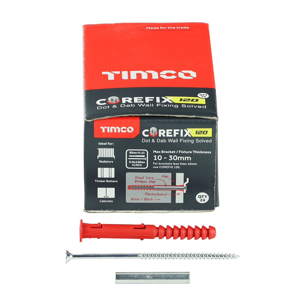 TIMCO Corefix 120 Dot & Dab Wall Fixing 5.0 x 120 (24 Pack)