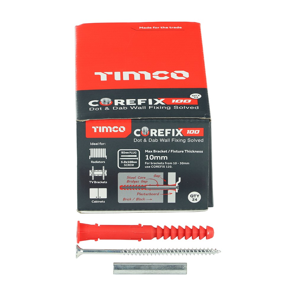 TIMCO Corefix 100 Dot & Dab Wall Fixing 5.0 x 100mm (24 Pack)