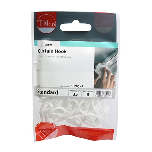 TIMCO Plastic Curtain Hooks - White (35)