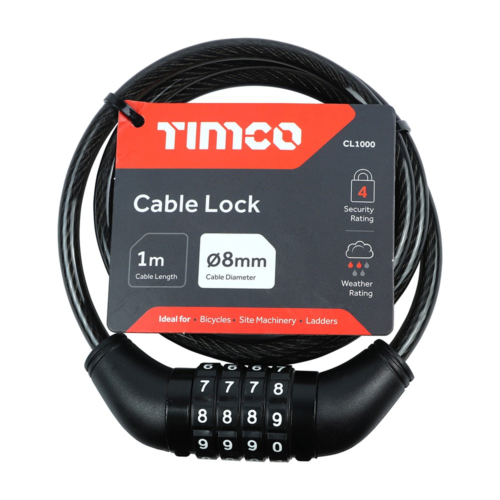 TIMCO Combination Cable Lock 8mm x 1m