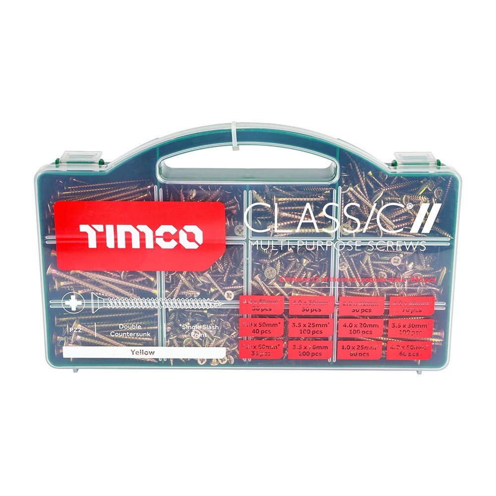 TIMCO Classic Multi-Purpose Screws - Mixed Tray - PZ - 895 Pack (895 Tray)