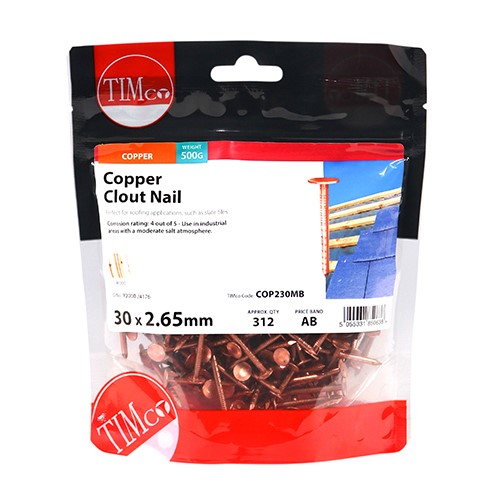 TIMCO Clout Nails - Copper 30 x 2.65mm (0.5kg)