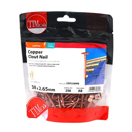 TIMCO Clout Nails - Copper 38 x 2.65mm (0.5kg)