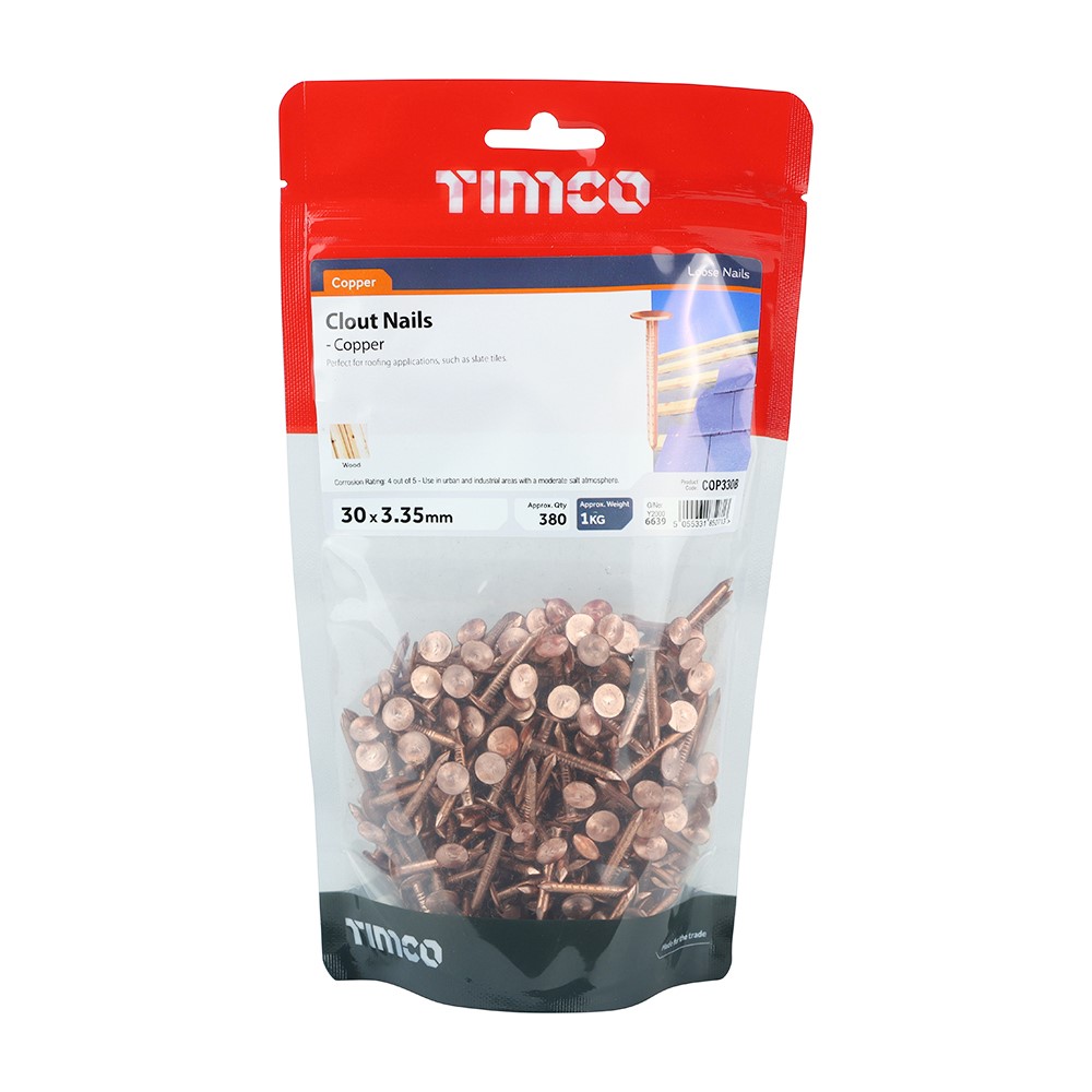 TIMCO Clout Nails - Copper 30 x 3.35mm (1kg)