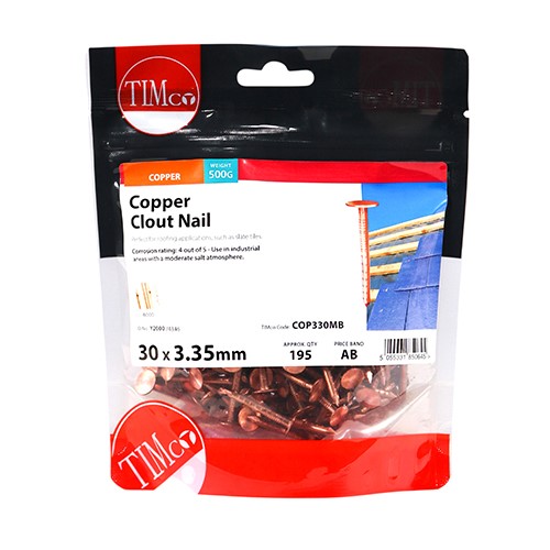 TIMCO Clout Nails - Copper 30 x 3.35mm (0.5kg)