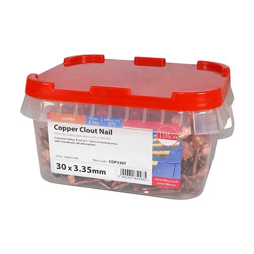 TIMCO Clout Nails - Copper 30 x 3.35mm (2.5kg TIMtub)