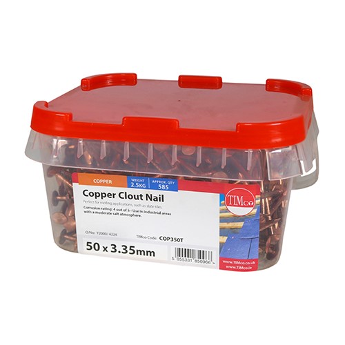 TIMCO Clout Nails - Copper 50 x 3.35mm (2.5kg TIMtub)