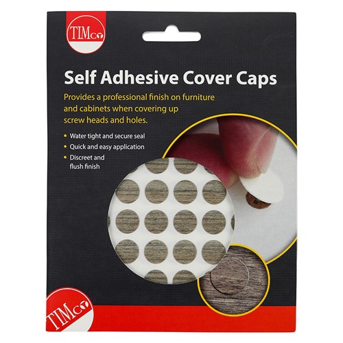 TIMCO Self-Adhesive Cover Caps - Driftwood 13mm (112 Pack)