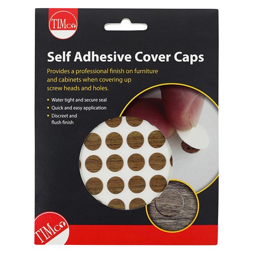 TIMCO Self-Adhesive Cover Caps - Dijon Walnut 13mm (112 Pack)