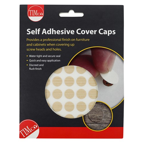 TIMCO Self-Adhesive Cover Caps - Maple 13mm (112 Pack)