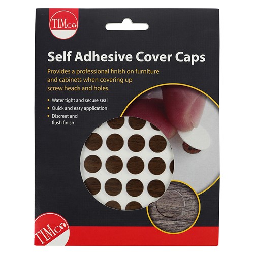 TIMCO Self-Adhesive Cover Caps - Mahogany 13mm (112 Pack)
