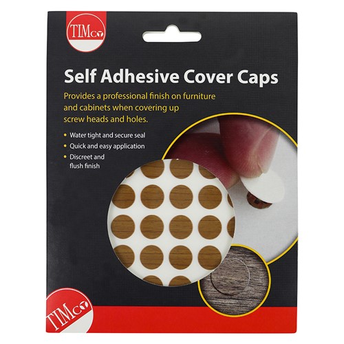 TIMCO Self-Adhesive Cover Caps - Natural Walnut 13mm (112 Pack)