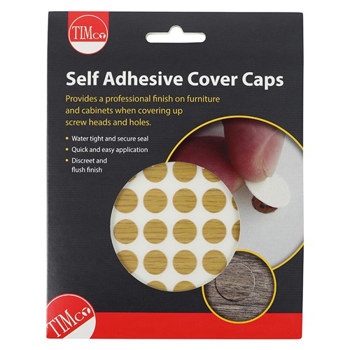 TIMCO Self-Adhesive Cover Caps - Oak 13mm (112 Pack)