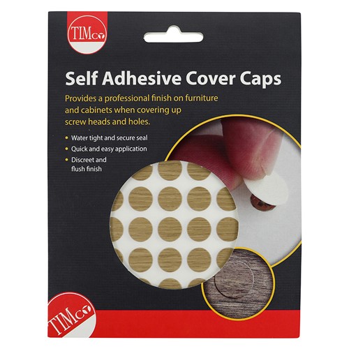 TIMCO Self-Adhesive Cover Caps - Odessa Oak 13mm (112 Pack)