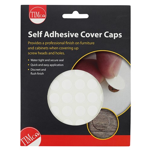 TIMCO Self-Adhesive Cover Caps - White Matt 13mm (112 Pack)