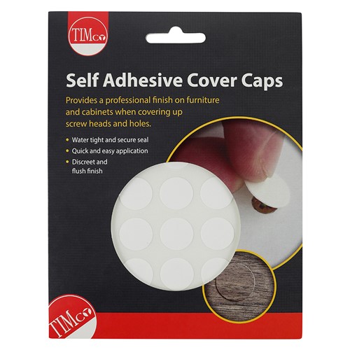 TIMCO Self-Adhesive Cover Caps - White Matt 18mm (105 Pack)