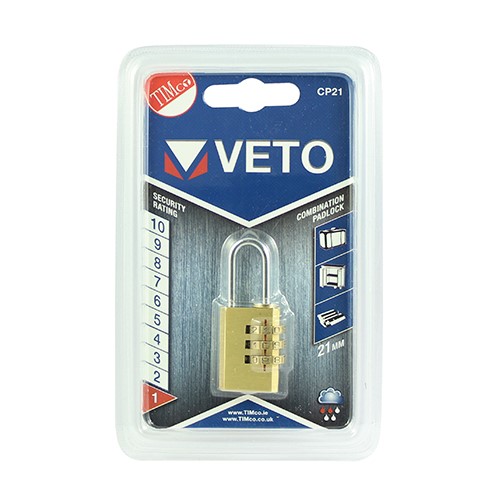 TIMCO Brass Combi Padlock 21mm