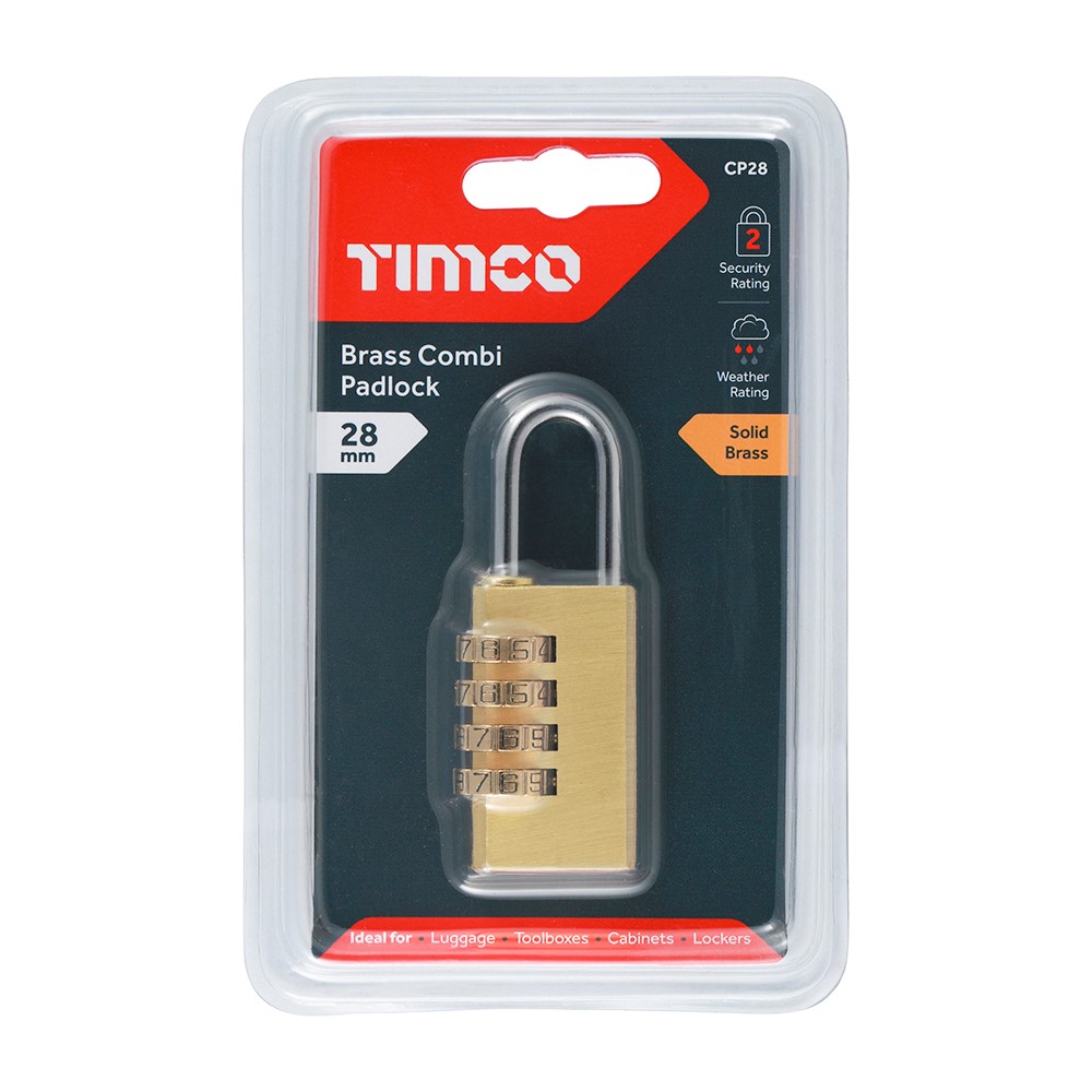 TIMCO Brass Combi Padlock 28mm