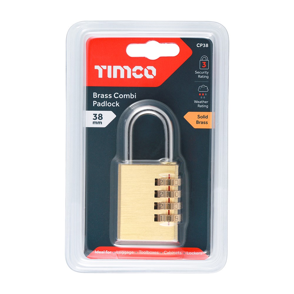 TIMCO Brass Combi Padlock 38mm