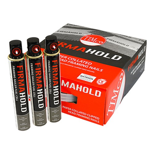 TIMCO FirmaHold Collated Clipped Head Nails & Fuel Cells - Trade Pack - Ring Shank - FirmaGalv + 2.8 x 63mm/3CFC (3,300 Pack)