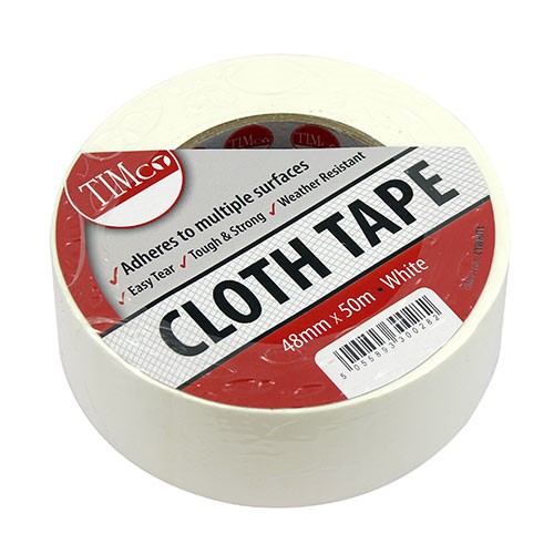 TIMCO Cloth Tape - White 50m x 48mm