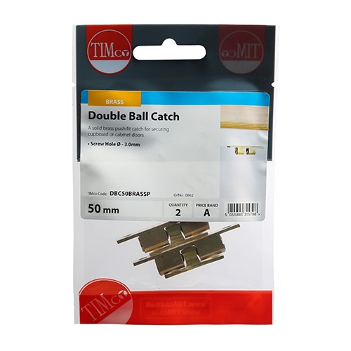TIMCO Double Ball Catches - Electro Brass 50mm (2)