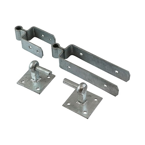 TIMCO Double Strap Hinge Set with Hook on Plate - Hot Dipped Galvanised 300mm