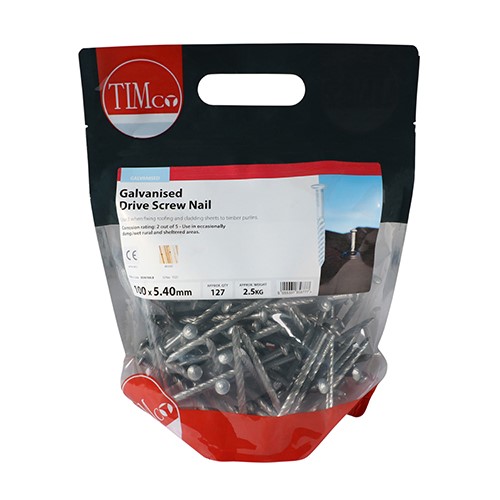 TIMCO Drive Screws - Galvanised 100 x 5.40mm (2.5kg)