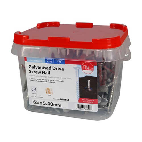 TIMCO Drive Screws - Galvanised 65 x 5.40mm (2.5kg TIMtub)